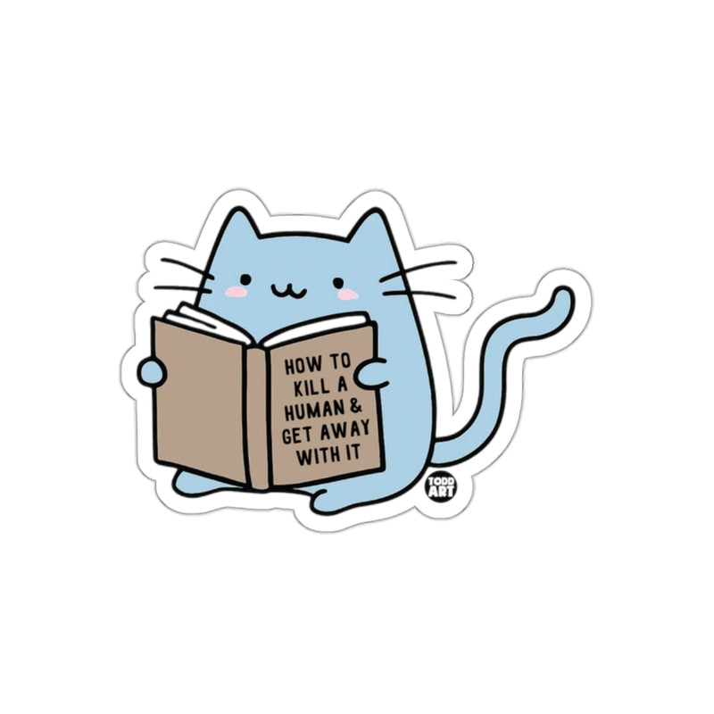 Load image into Gallery viewer, Cute Blue Cat Reading Funny Book Sticker
