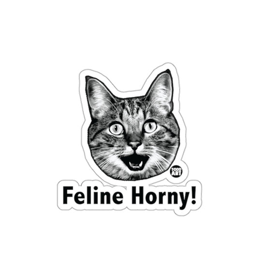 Feline Horny Cat Graphic Sticker Funny Cat Lover Decal