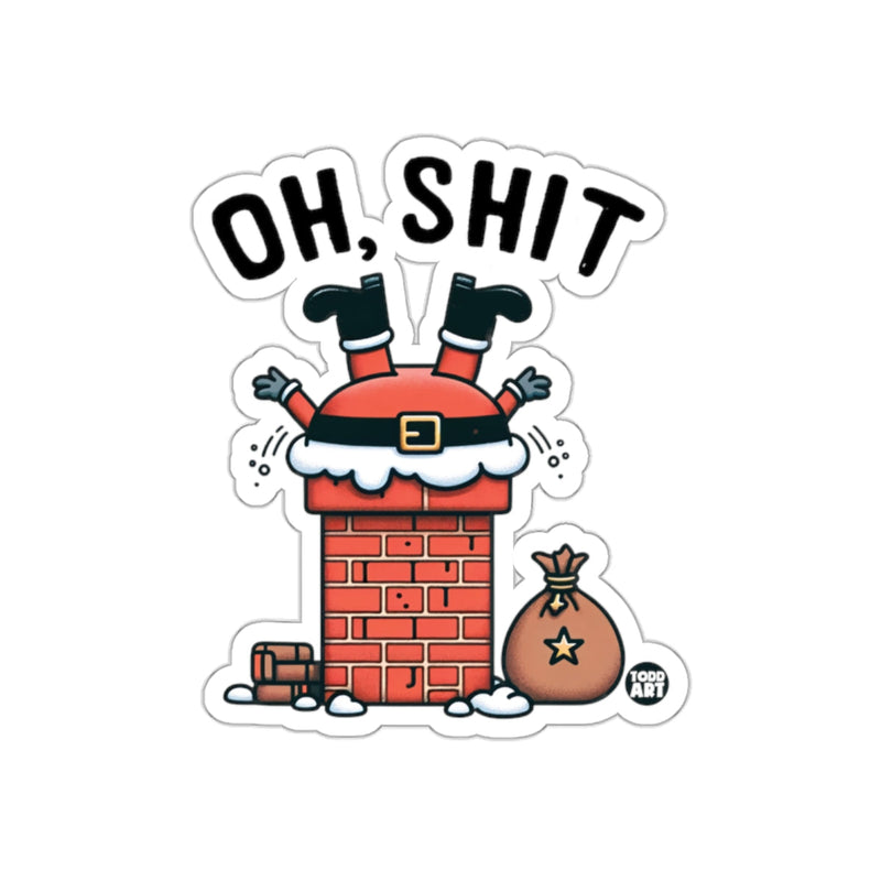 Load image into Gallery viewer, OH SHIT Santa Stuck in Chimney Christmas Sticker
