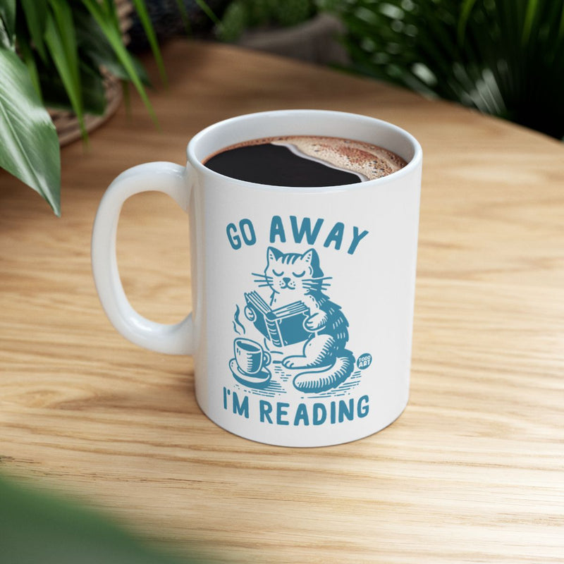 Load image into Gallery viewer, Go Away I'm Reading Cat with Coffee Mug
