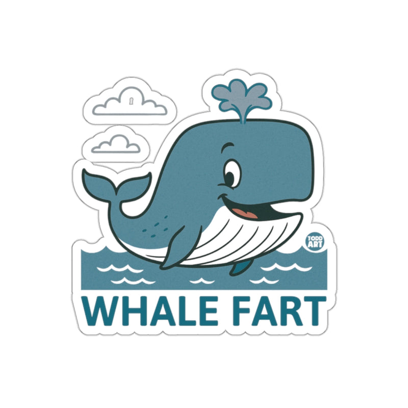 Load image into Gallery viewer, Cute Whale Fart Sticker Blue Whale Illustration Decal
