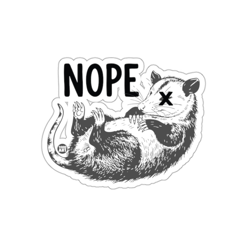 Load image into Gallery viewer, Nope Opossum with X Eyes and Text Graphic sticker

