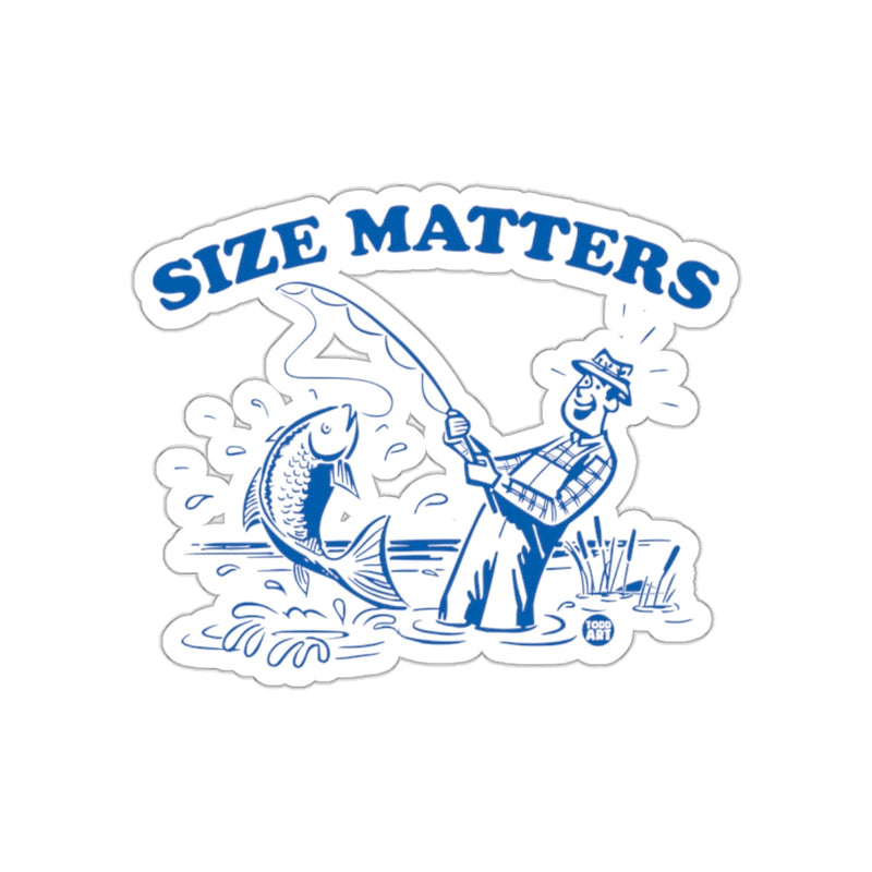 Load image into Gallery viewer, Fishing Fun Size Matters Man and Fish in Blue sticker
