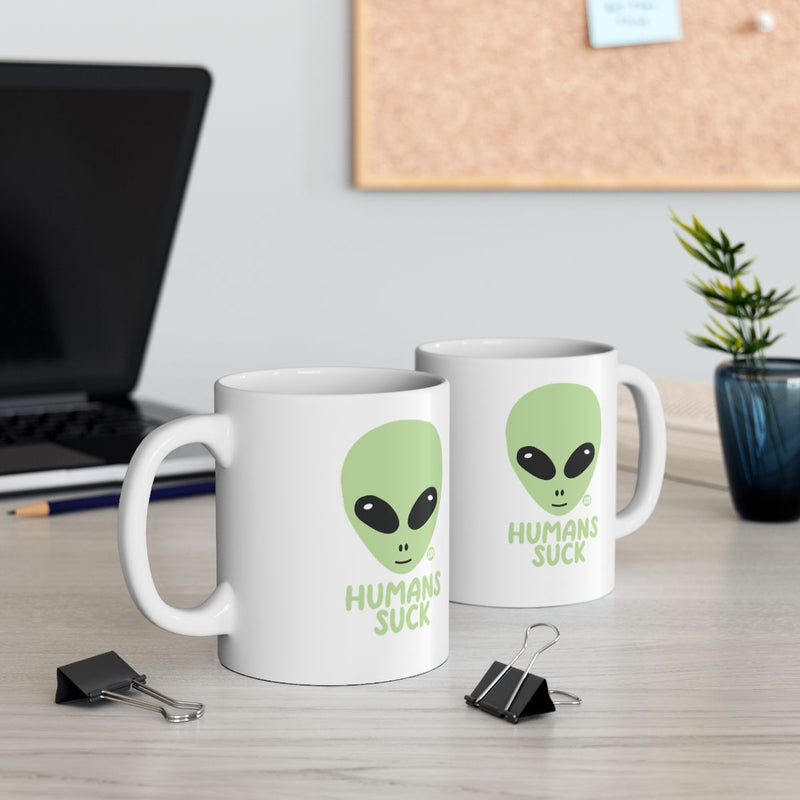 Load image into Gallery viewer, Funny Alien Quote Humans Suck Design Mug
