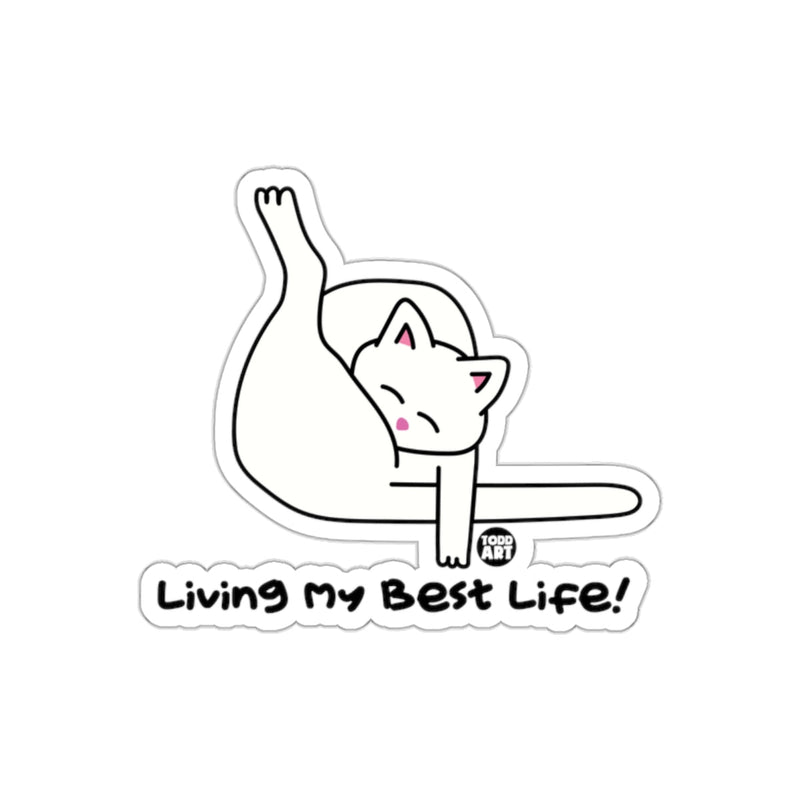 Load image into Gallery viewer, Living My Best Life Funny Cat Sticker Decoration
