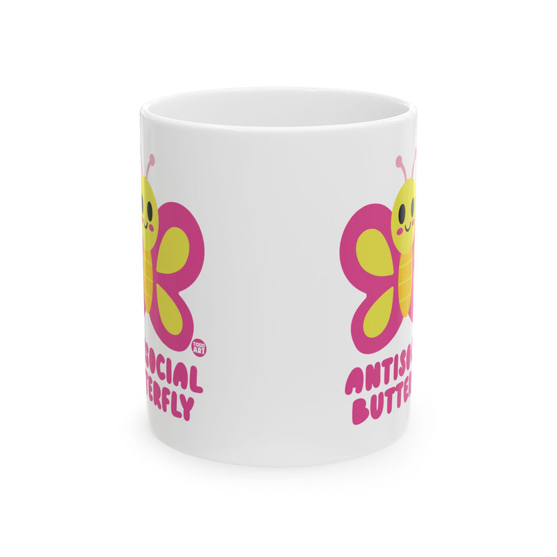 Load image into Gallery viewer, Antisocial Butterfly Mug, Antisocial Cute Butterfly Mug, Funny Butterfly Mug
