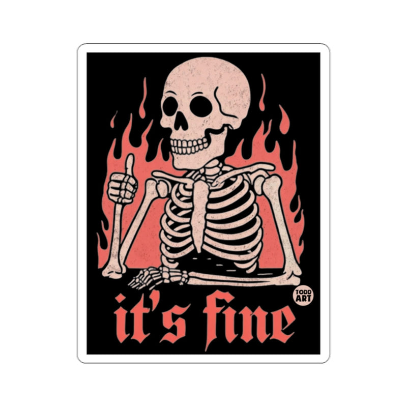 Load image into Gallery viewer, Skeleton Thumbs Up It's Fine Flames Humor 

