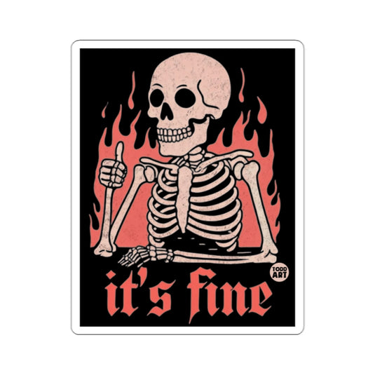 Skeleton Thumbs Up It's Fine Flames Humor 