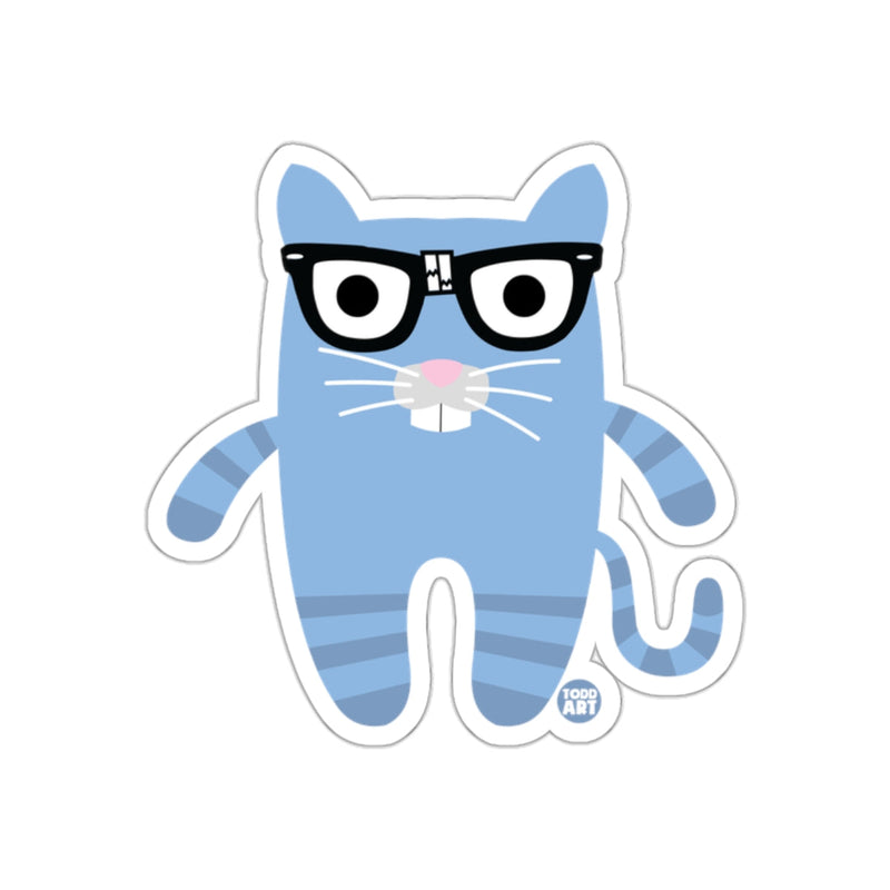 Load image into Gallery viewer, Cute Blue Cat with Glasses Sticker for Kids and Adults
