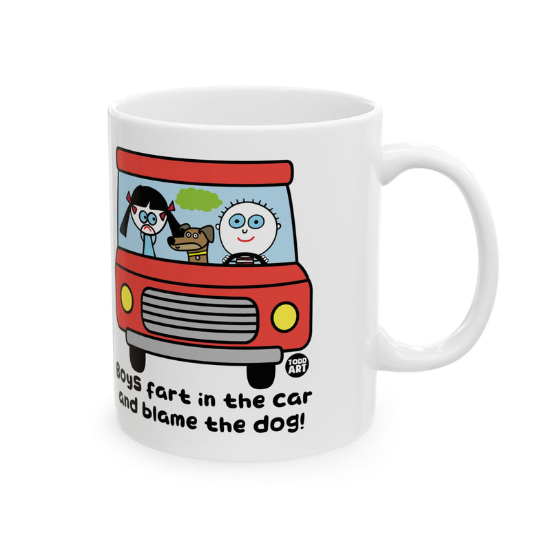 Load image into Gallery viewer, Boys Fart in Car Coffee Mug, Funny Boys Fart Mug
