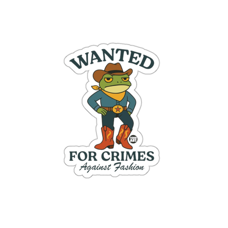 Load image into Gallery viewer, Wanted For Crimes Against Fashion Frog Sticker
