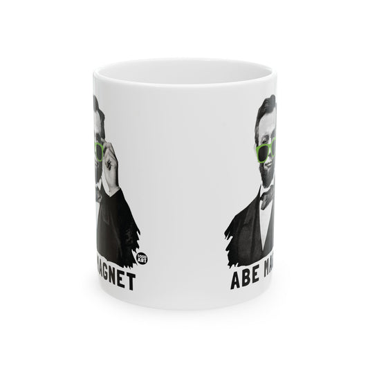 Abe Magnet 11oz White Mug, Abe Lincoln Mugs, Funny Abraham Lincoln Mug