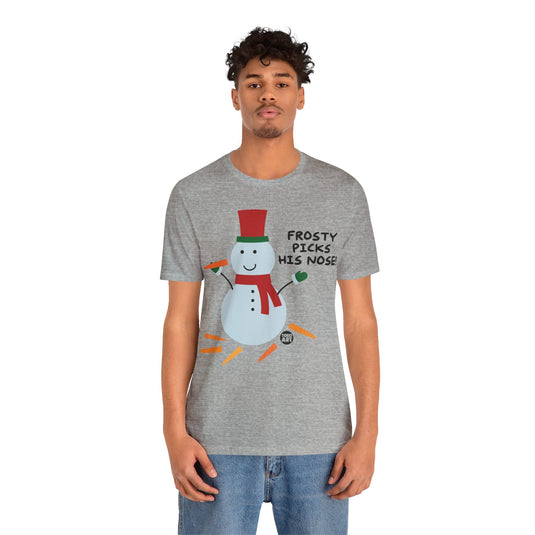 Frosty Picks Nose Tee, Adult Humor Christmas Shirt, Funny Santa Xmas Tees
