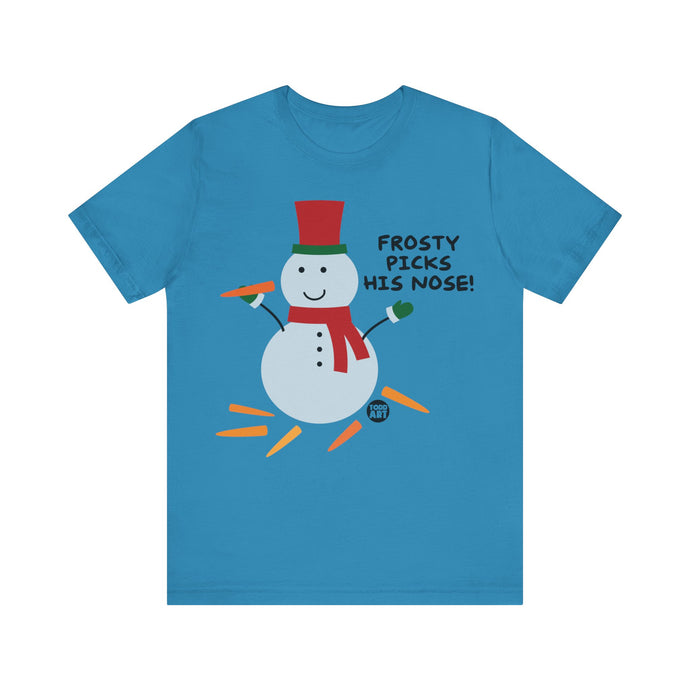 Frosty Picks Nose Tee, Adult Humor Christmas Shirt, Funny Santa Xmas Tees