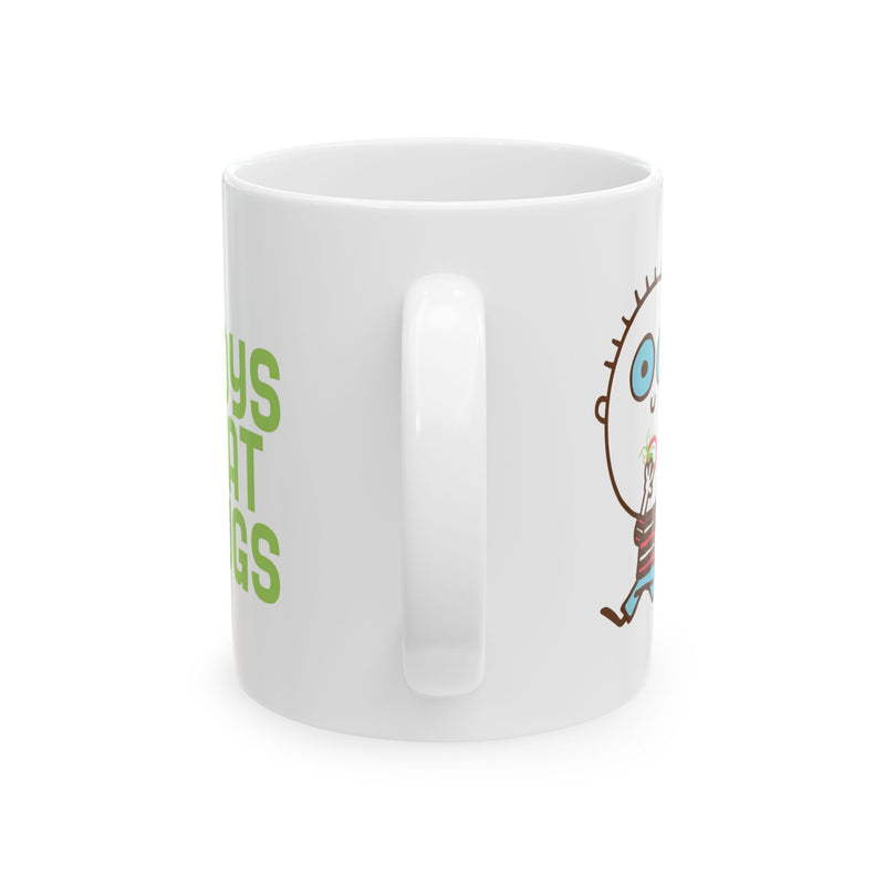 Load image into Gallery viewer, Boys Eat Bugs Coffee Mug, Funny Boys Are Stupid Mug
