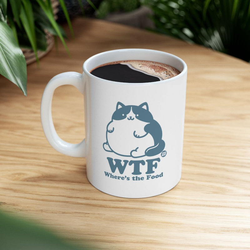 Load image into Gallery viewer, WTF Where's the Food Cat Mug Perfect Coffee Cup
