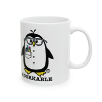 Adorkable Penguin 11oz White Mug, Cute Penguin Dork Mugs, Dorky Penguin Mugs