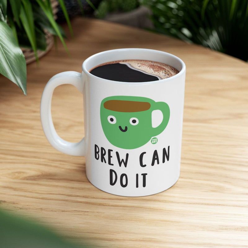 Load image into Gallery viewer, Motivational Coffee Mug with Adorable Brew Can Do It Design
