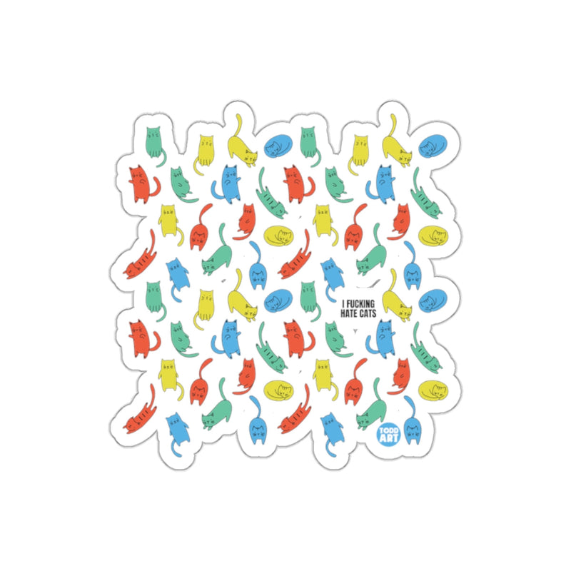 Load image into Gallery viewer, Colorful Cat Pattern with Bold Text Sticker Design
