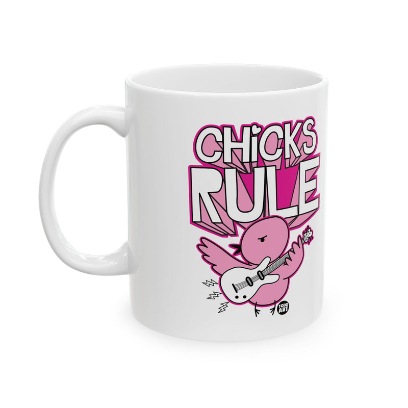 Load image into Gallery viewer, Chicks Rule Guitar Mug, Guitar Chicks Rule Mug, Rocker Chick Mug for Her
