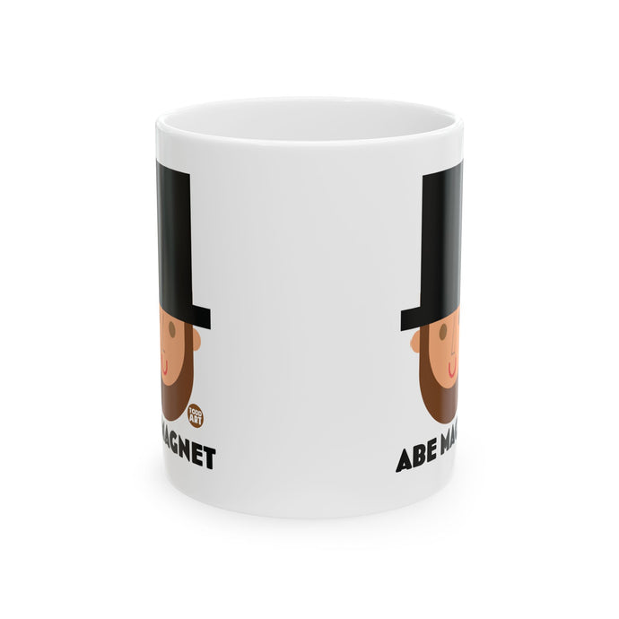 Abe Magnet 11oz White Mug, Abe Lincoln Joke Mugs, Funny Abraham Lincoln Emoji Mug