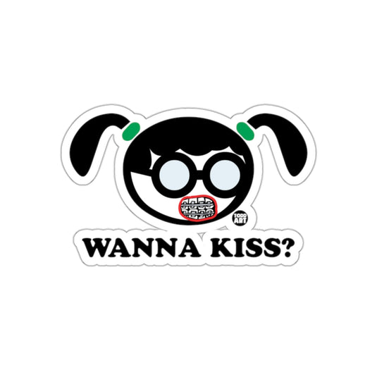 Wanna Kiss Character with Glasses and Braces Sticker