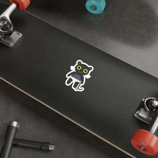 Cute Black Cat Sticker On Skateboard Deck product