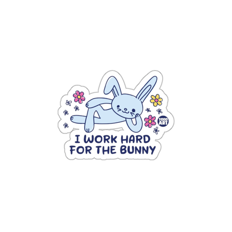 Load image into Gallery viewer, I Work Hard Bunny Sticker Laptop Decor Fun Gift
