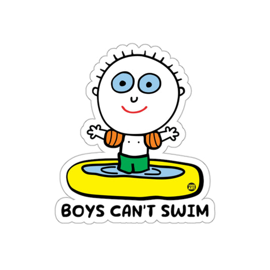 Boys Can't Swim Cute Cartoon Character Sticker