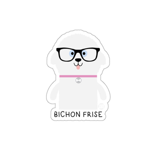 Bichon Frise Cute Dog With Glasses Sticker Decal