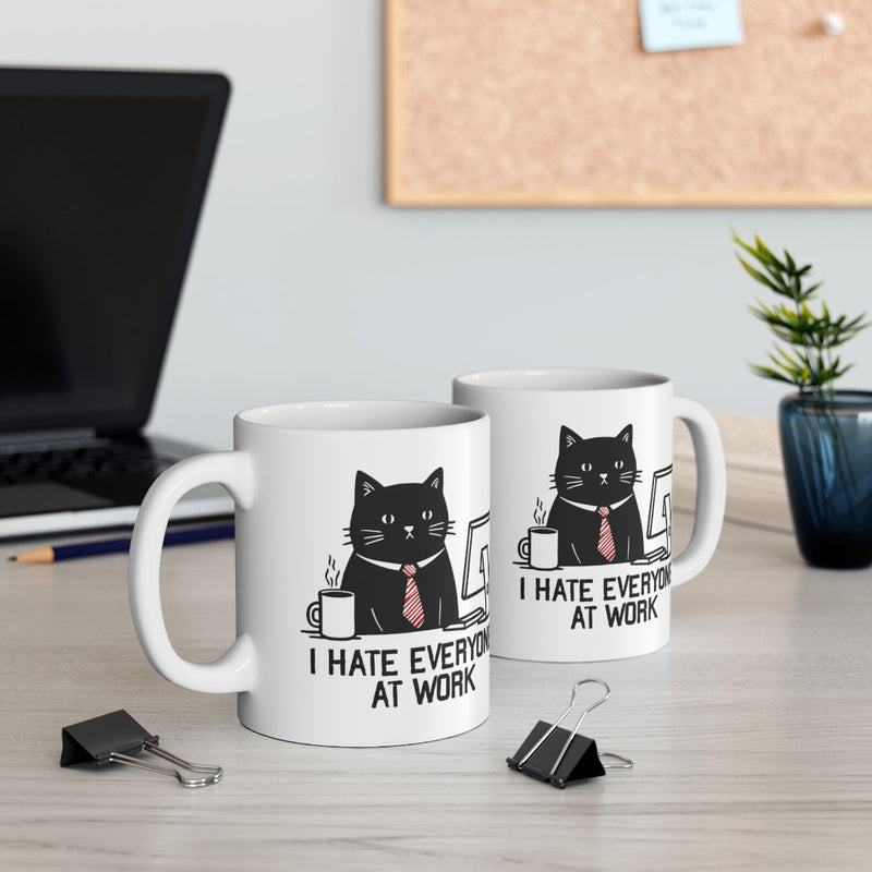 Load image into Gallery viewer, I Hate Everyone At Work Cat Mug Work Office Humor Gift
