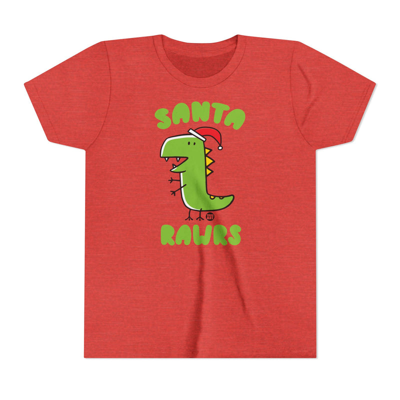 Load image into Gallery viewer, Dinosaur Santa Kids Christmas Tee, Cute Dinosaur Holiday Children&#39;s Shirt, Santa Rawrs Xmas Tee Kids
