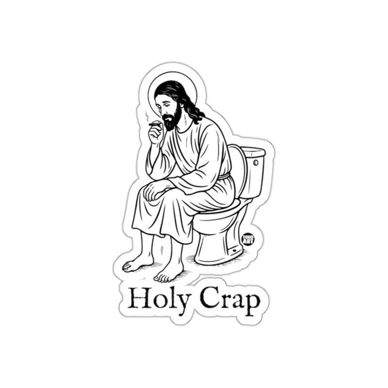 Load image into Gallery viewer, Holy Crap Sticker Jesus on Toilet Funny Hilarious Design

