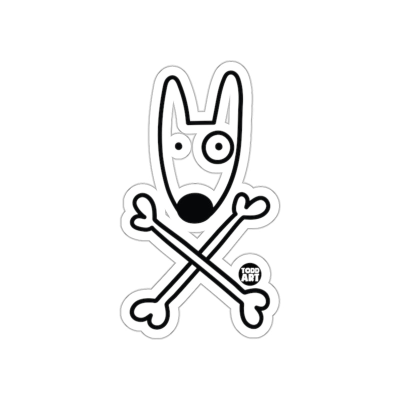 Load image into Gallery viewer, Unique Todd Art Dog with Crossbones Sticker Design
