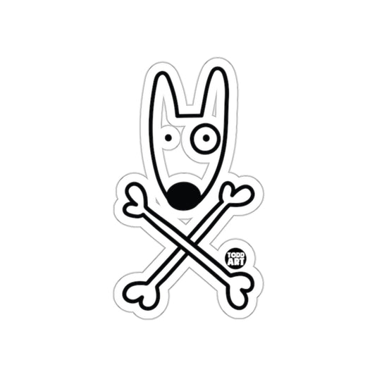 Unique Todd Art Dog with Crossbones Sticker Design