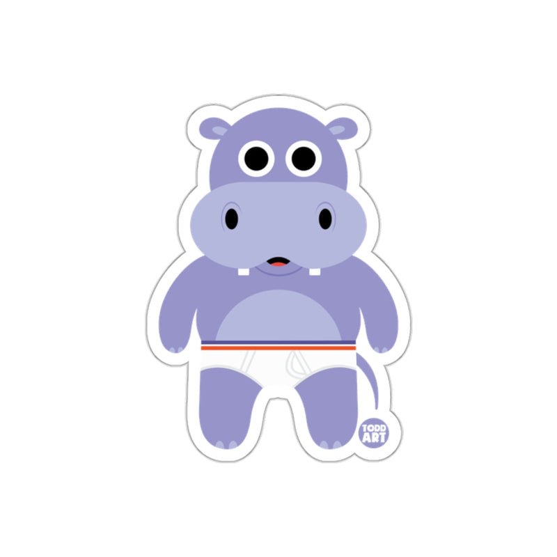 Load image into Gallery viewer, Cute Cartoon Hippo in Underwear Art Sticker
