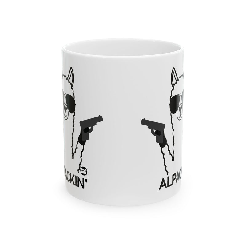 Load image into Gallery viewer, Alpackin&#39; Alpaca Guns Mug, Funny Alpaca Mug, Alpaca Pun Mug
