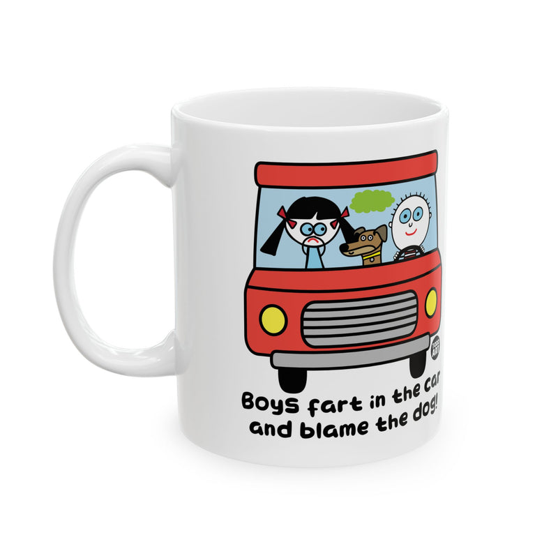 Load image into Gallery viewer, Boys Fart in Car Coffee Mug, Funny Boys Fart Mug
