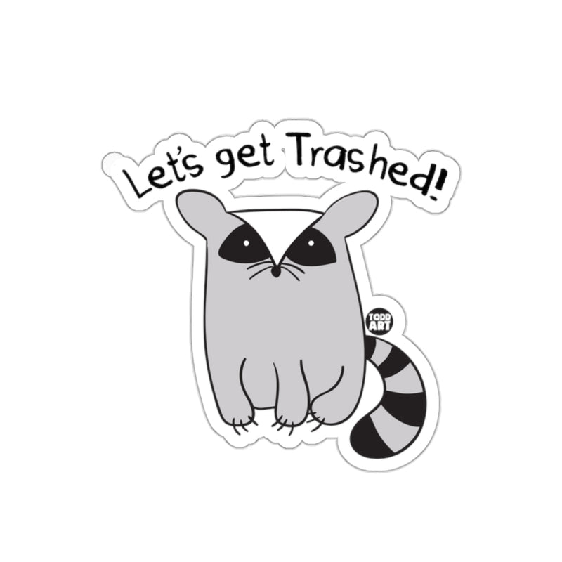 Load image into Gallery viewer, Let's Get Trashed Cartoon Raccoon Animal sticker
