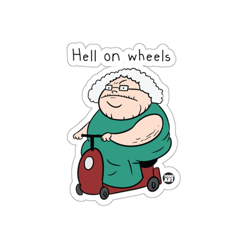 Load image into Gallery viewer, Hell On Wheels Grandma on Scooter Sticker
