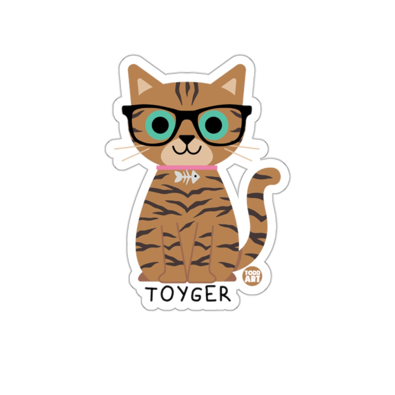 Load image into Gallery viewer, Cute Toyger Cat Wearing Glasses Sticker Design
