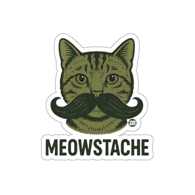 Load image into Gallery viewer, Meowstache Funny Cat with Mustache Sticker for Sale
