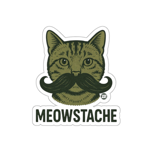 Meowstache Funny Cat with Mustache Sticker for Sale