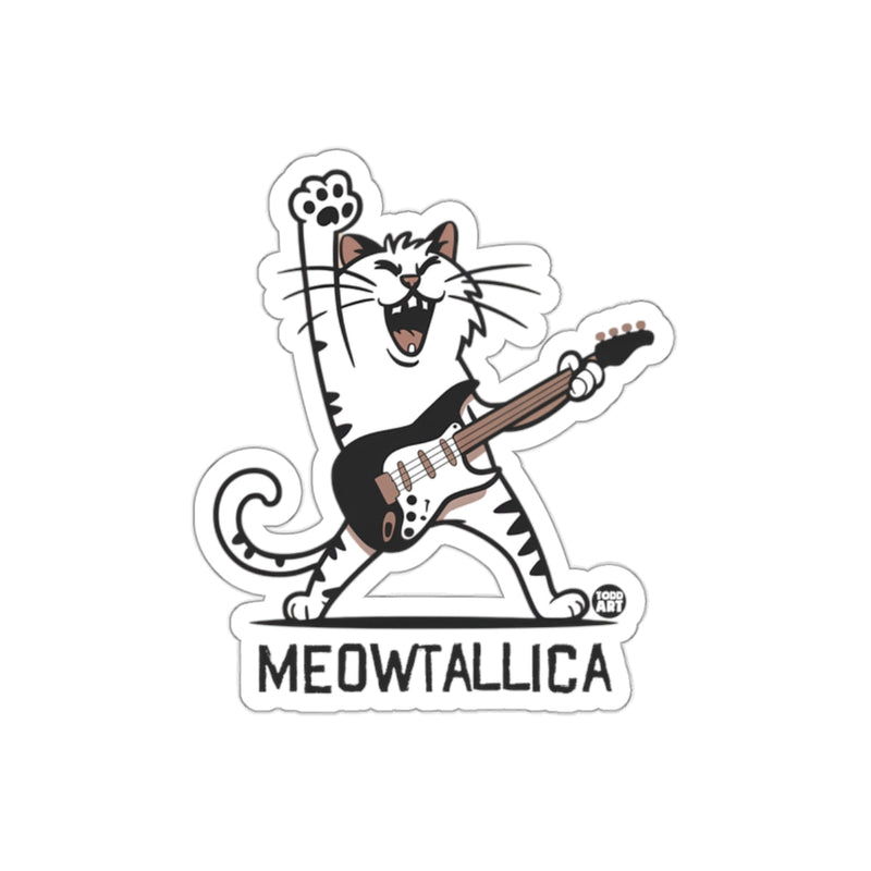 Load image into Gallery viewer, MEOWTALLICA Rocking Cat Guitar Sticker Fun Design
