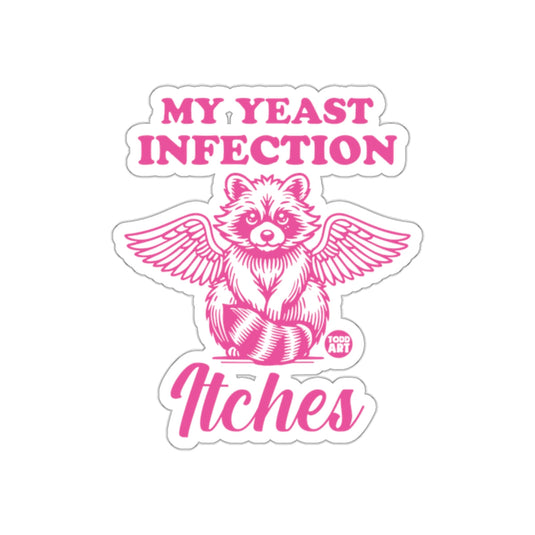 My Yeast Infection Itches Funny Raccoon with Wings sticker