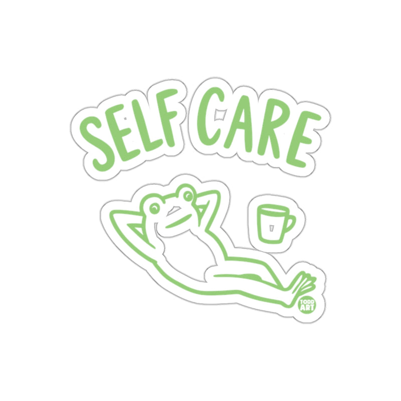 Load image into Gallery viewer, Relaxing Self Care Frog with Coffee Sticker product
