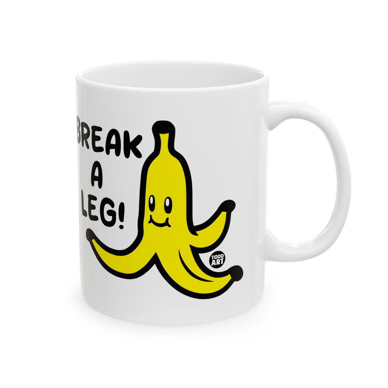 Load image into Gallery viewer, Break a Leg Banana Coffee Mug, Funny Banana Mug, Break a Leg Banana Peel Mug
