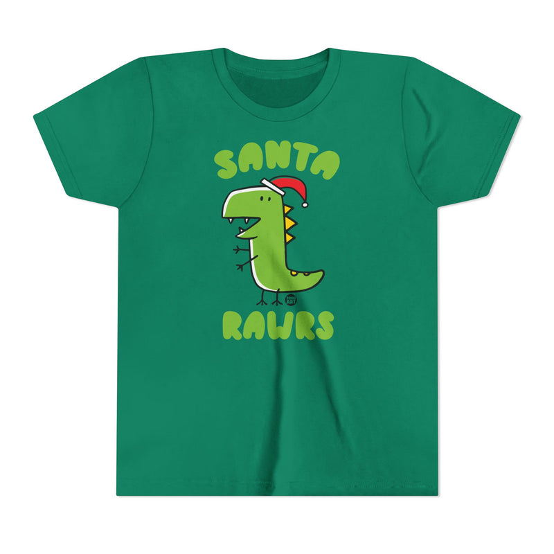 Load image into Gallery viewer, Dinosaur Santa Kids Christmas Tee, Cute Dinosaur Holiday Children&#39;s Shirt, Santa Rawrs Xmas Tee Kids

