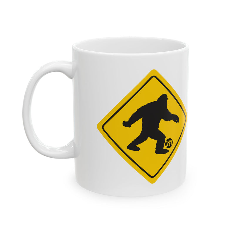 Load image into Gallery viewer, Bigfoot Crossing Mug, Bigfoot Fan Mug, Funny Bigfoot Mug
