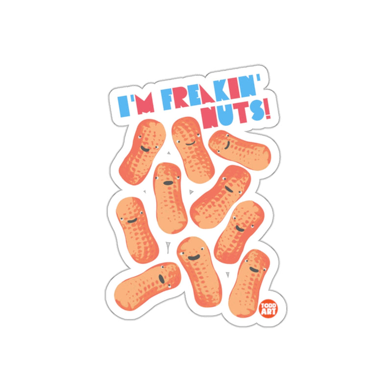 Load image into Gallery viewer, I'M FREAKIN NUTS Sticker with Cute Peanut Characters
